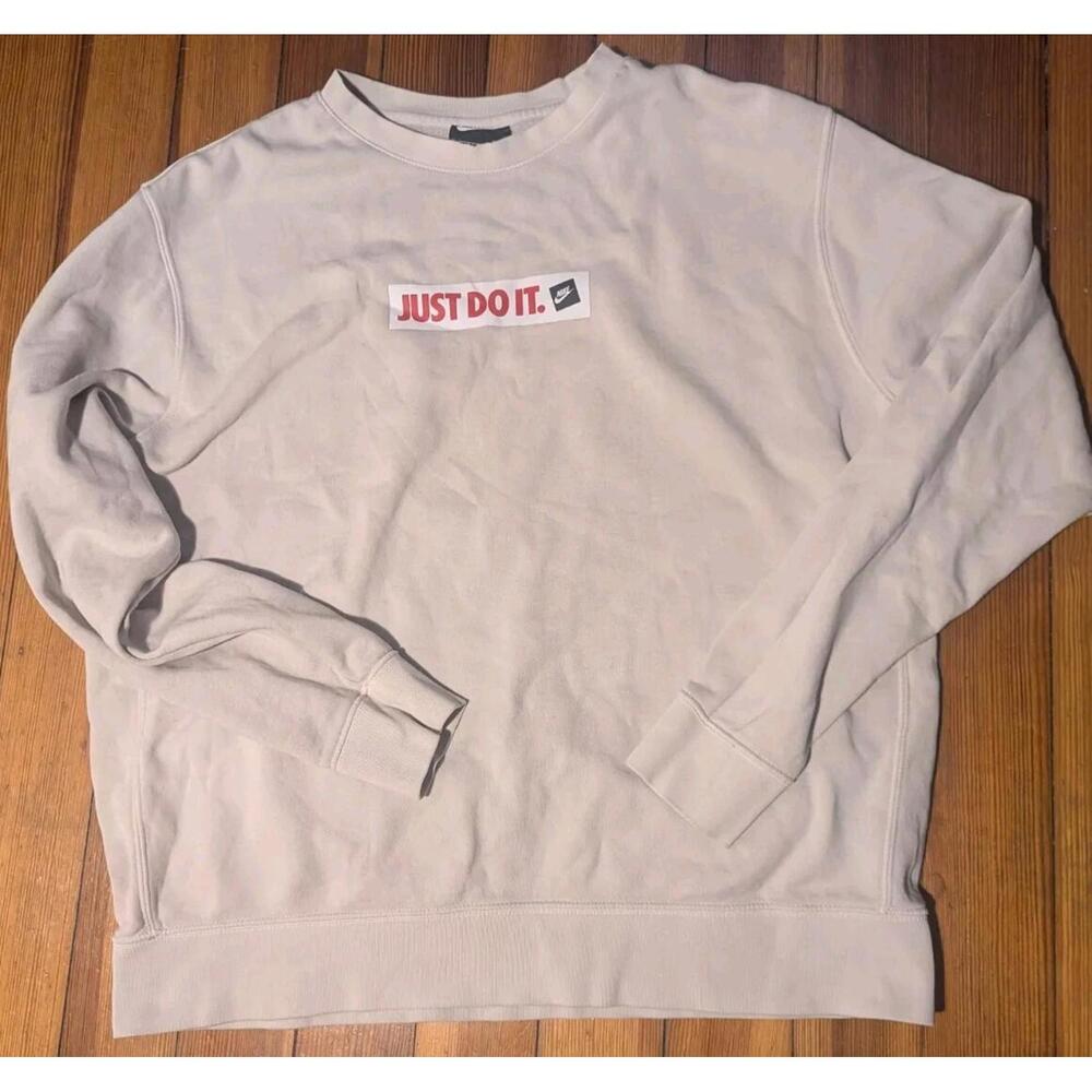 NIKE Mens Sweatshirt Size XL Fleece Crew Just Do It BV5089100 Pullover White